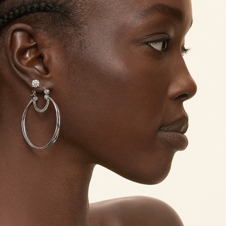 Simone I. Smith Crossover Hoop Earrings in Silver