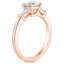 14K Rose Gold Tapered Baguette Diamond Ring, smallside view
