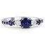 Custom Delicate Claw Prong Diamond and Sapphire Ring