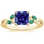 18KY Sapphire Willow Ring With Lab Emerald Accents, smalltop view