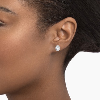 Lab Created Halo Diamond Stud Earrings