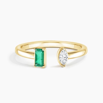 Emerald and Diamond Cuff Ring