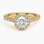 Yellow Gold Moissanite Luxe Sienna Halo Diamond Ring (3/4 ct. tw.)