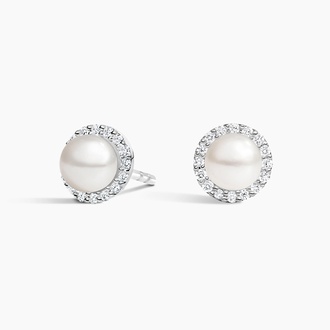 Pearl Halo Diamond Earrings