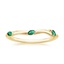 18K Yellow Gold Willow Contoured Ring with Lab Emerald Accents, smalltop view