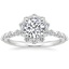 Round Shared Prong Halo Engagement Ring 