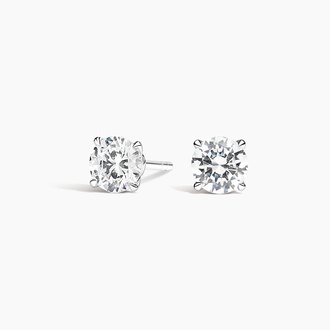 Claw Prong Round Diamond Stud Earrings
