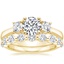 18K Yellow Gold Petite Three Stone Trellis Diamond Ring (1/3 ct. tw.) with Monaco Diamond Ring (3/4 ct. tw.)