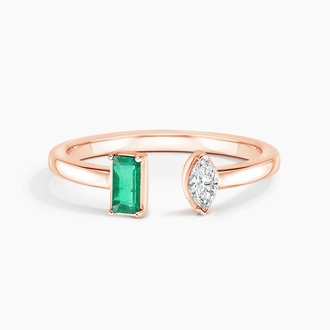 Tess Emerald and Diamond Open Ring in 14K Rose Gold