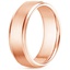 14K Rose Gold 7mm Beveled Edge Matte Wedding Ring with Grooves, smallside view