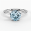 Aquamarine Secret Halo Diamond Ring in 18K White Gold