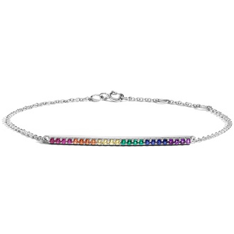 Rainbow Gemstone Bar Bracelet