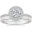 18K White Gold Vintage Waverly Diamond Ring (1/2 ct. tw.) with Petite Comfort Fit Wedding Ring
