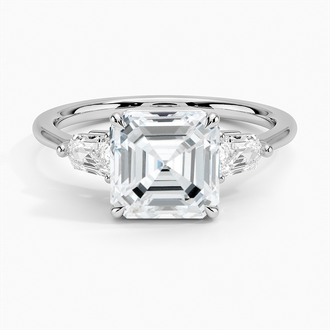 Bullet Shape Three Stone Diamond Ring