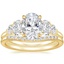 18K Yellow Gold Oval Five Stone Diamond Ring (1 ct. tw.) with Petite Curved Diamond Ring (1/10 ct. tw.)