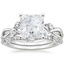 18KW Moissanite Willow Diamond Ring (1/8 ct. tw.) with Luxe Willow Diamond Wedding Ring (1/5 ct. tw.), smalltop view