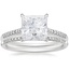 18KW Moissanite Lissome Diamond Ring (1/10 ct. tw.) with Whisper Diamond Ring, smalltop view