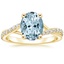 Yellow Gold Aquamarine Luxe Chamise Diamond Ring (1/5 ct. tw.)