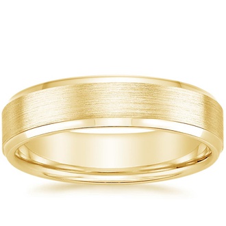 5.5mm Beveled Edge Matte Wedding Ring in 18K Yellow Gold