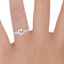 18K White Gold Three Stone Floating Diamond Ring, smallzoomed in top view on a hand