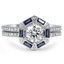 Custom Diamond and Sapphire Hexagonal Halo Diamond Ring