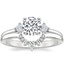 18K White Gold Three Stone Floating Diamond Ring with Lunette Diamond Ring