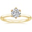 18K Yellow Gold Six Prong Hidden Halo Diamond Ring, smalltop view