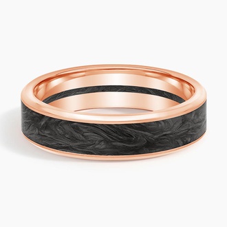 Blaze Black 6mm Wedding Ring in 14K Rose Gold