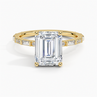 18K Yellow Gold Luz Baguette and Round Diamond Ring