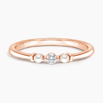Marlene Freshwater Cultured Pearl and Diamond Ring in 14K Rose Gold