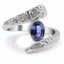 Custom Diamond and Sapphire Ring with Flower Carvings