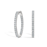 3.00 Ct Diamond Inside-Out Hoop Earrings 14K White Gold Excellent Round Shape