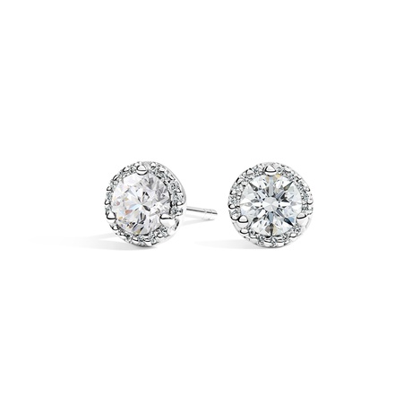 gold halo diamond earrings