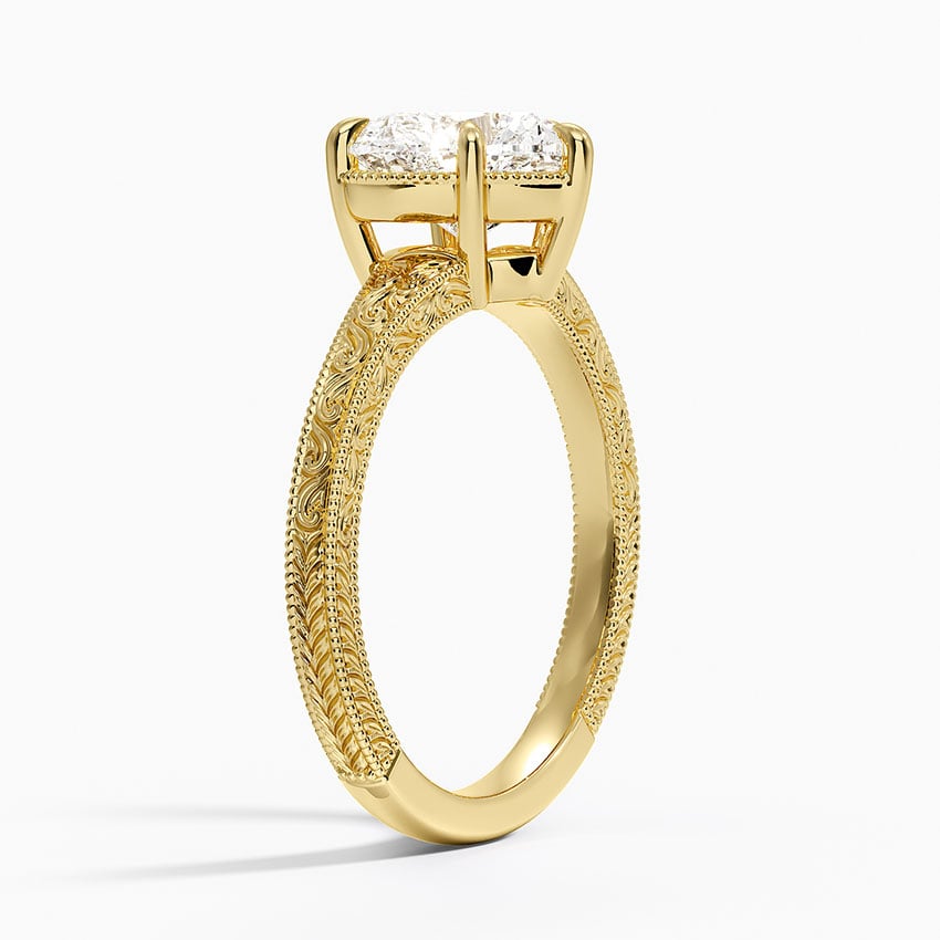 Tapered Elsie Engraved Solitaire Ring