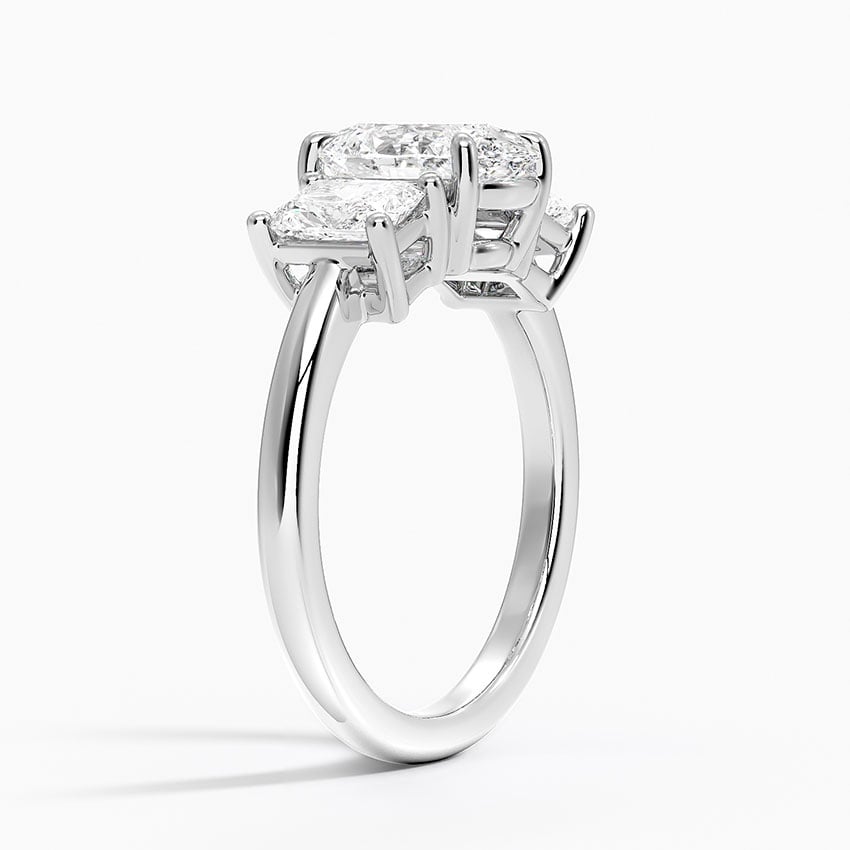 18K White Gold Luxe Helena Radiant-Cut Three Stone Diamond Ring