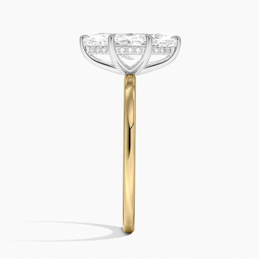 18K Yellow Gold Platinum Adorned Mixed Metal Diamond Ring