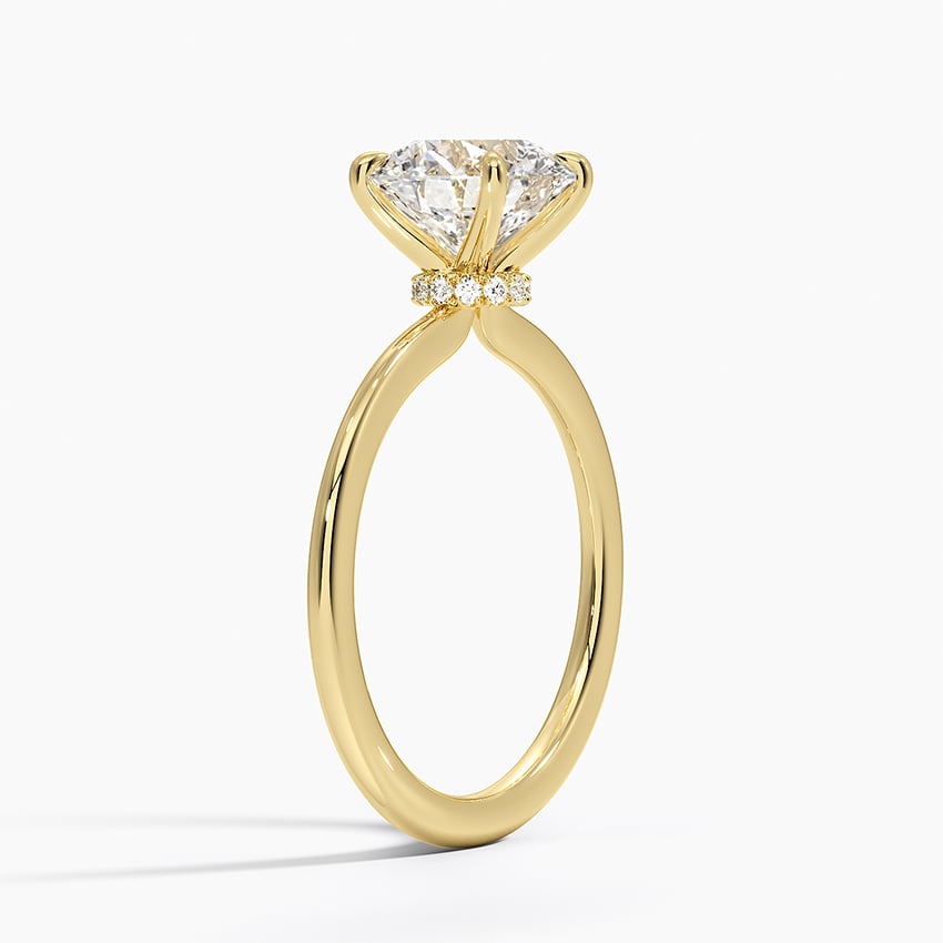 18K Yellow Gold Petite Secret Halo Diamond Ring