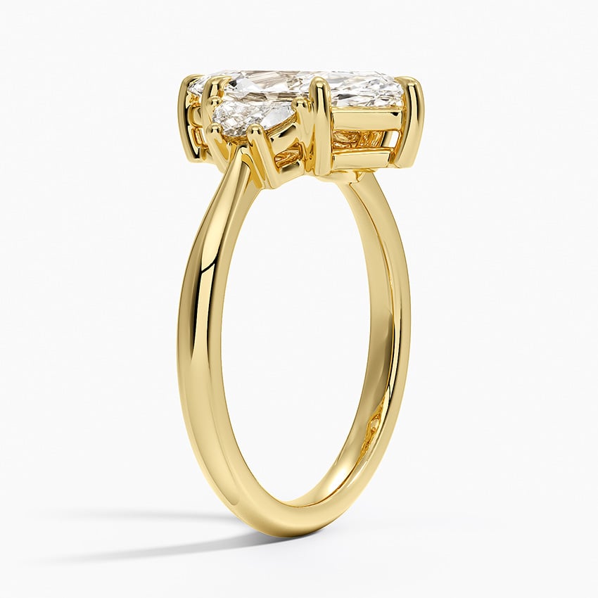 18K Yellow Gold Half Moon Three Stone Diamond Ring (1/4 ct. tw.)