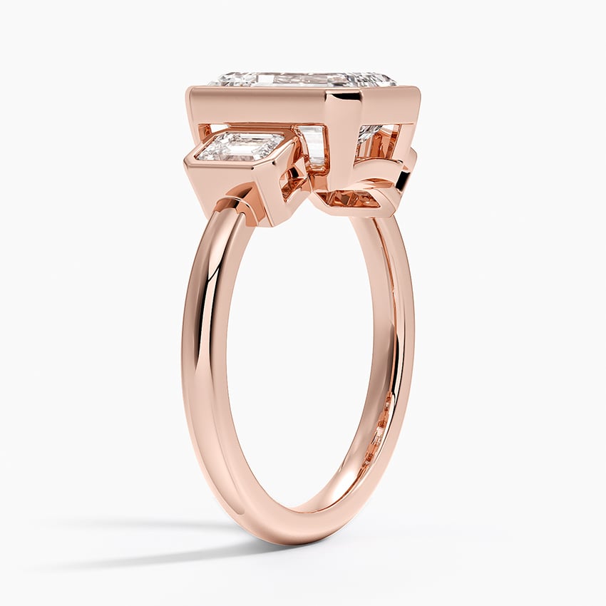 14K Rose Gold Rhiannon Bezel Three Stone Diamond Ring