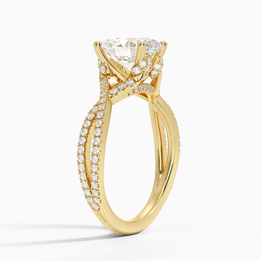 18K Yellow Gold Jacinta Twisting Split Shank Diamond Ring