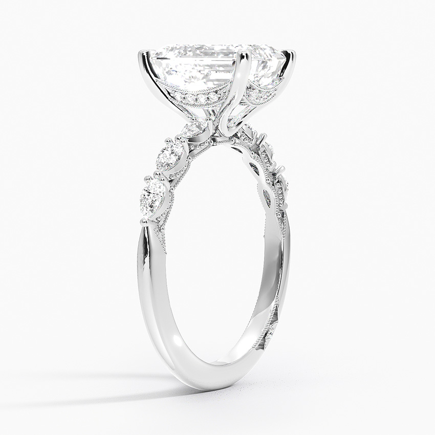 18K White Gold Tacori Sculpted Crescent Pear Diamond Ring