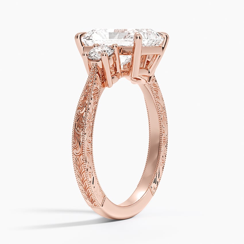 14K Rose Gold Elsie Three Stone Engraved Diamond Ring (1/3 ct. tw.)