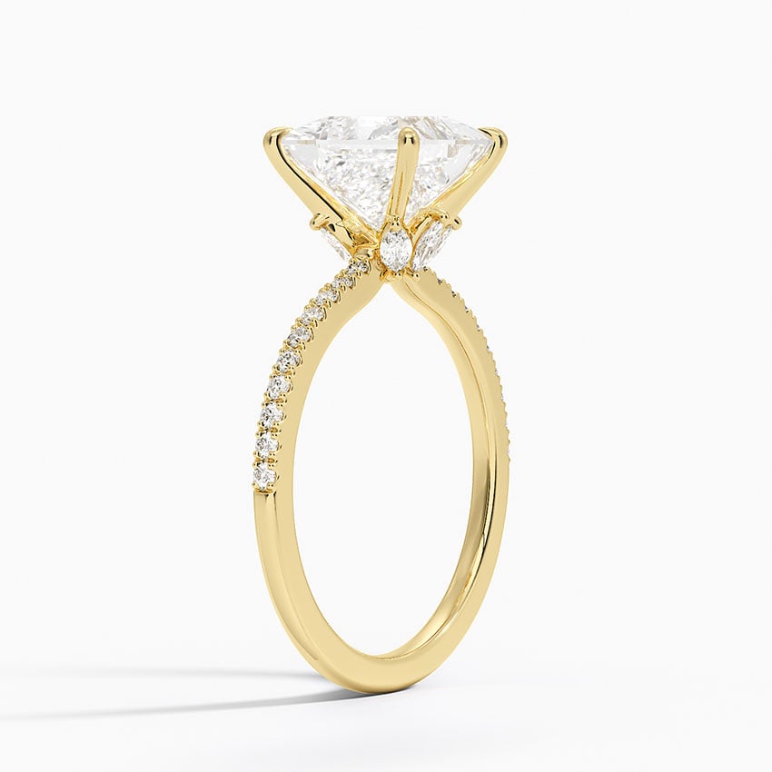 18K Yellow Gold Ballad Hidden Floral Halo Diamond Ring