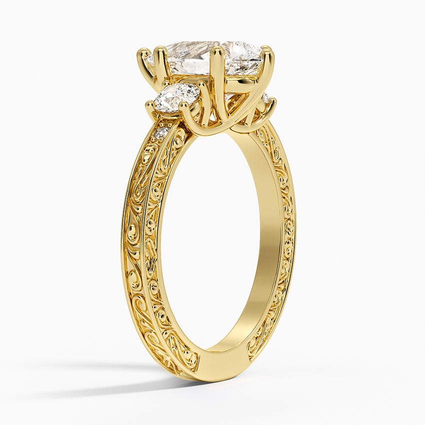 Antique Scroll Engraved Three Stone Diamond Ring (1/3 ct. tw.)