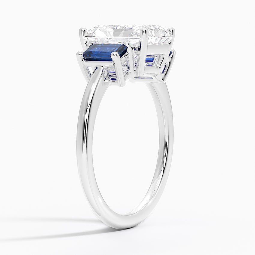Three Stone Engagement Ring with Sapphire Side Stones