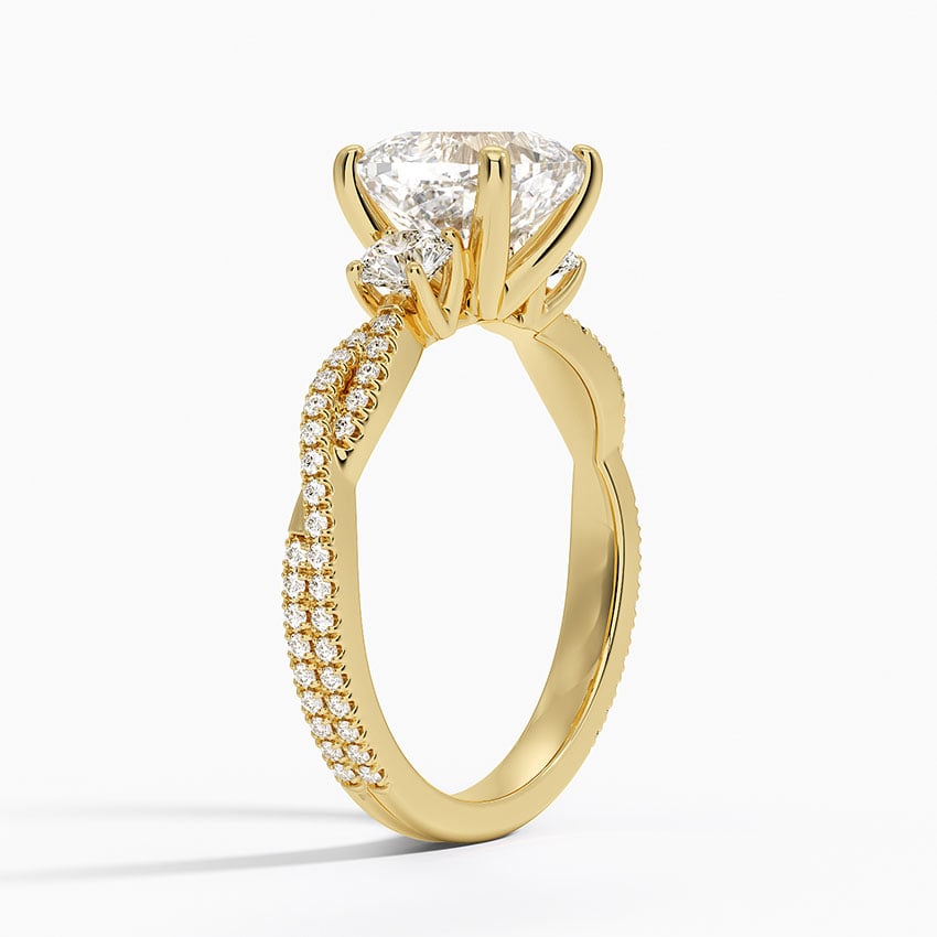 Luxe Three Stone Petite Twisted Vine Diamond Ring