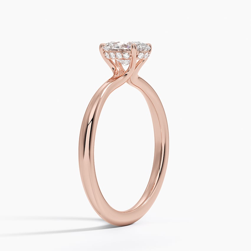 Aquamarine Freesia Hidden Halo Diamond Ring in 14K Rose Gold
