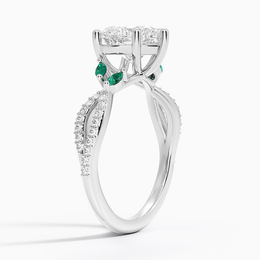 Luxe Willow Lab Emerald and Diamond Ring (1/8 ct. tw.)