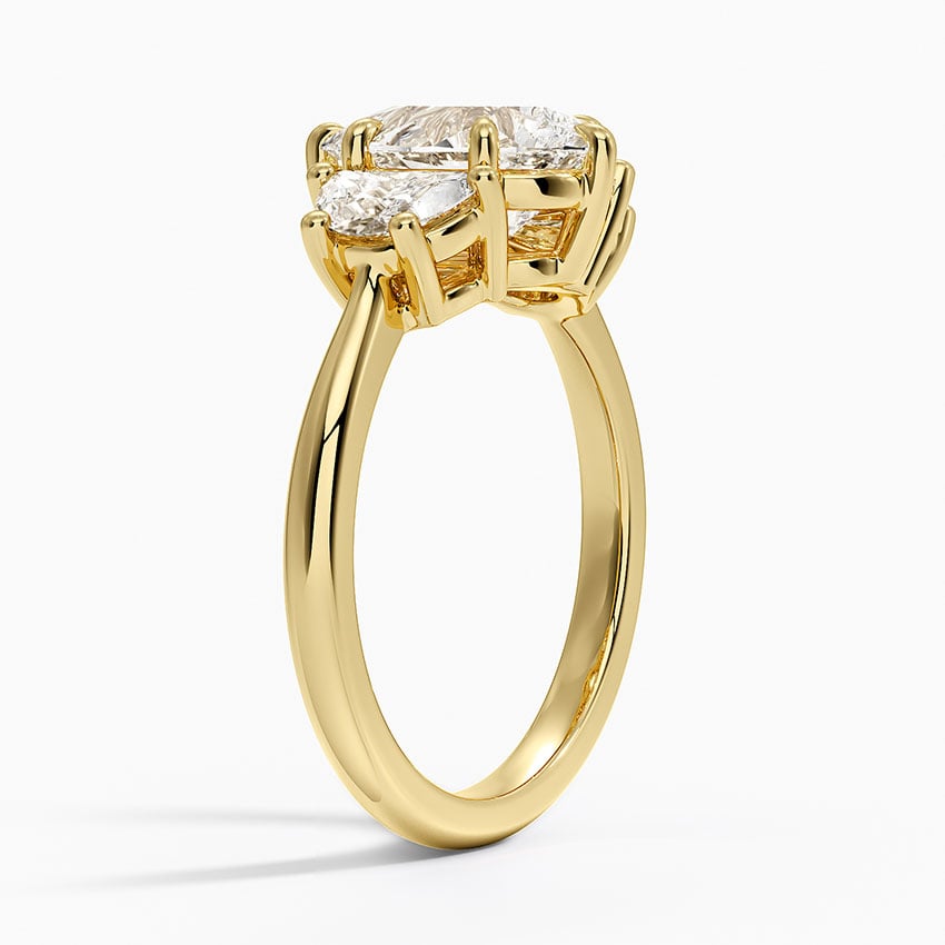 18K Yellow Gold Half Moon Three Stone Diamond Ring (1/2 ct. tw.)
