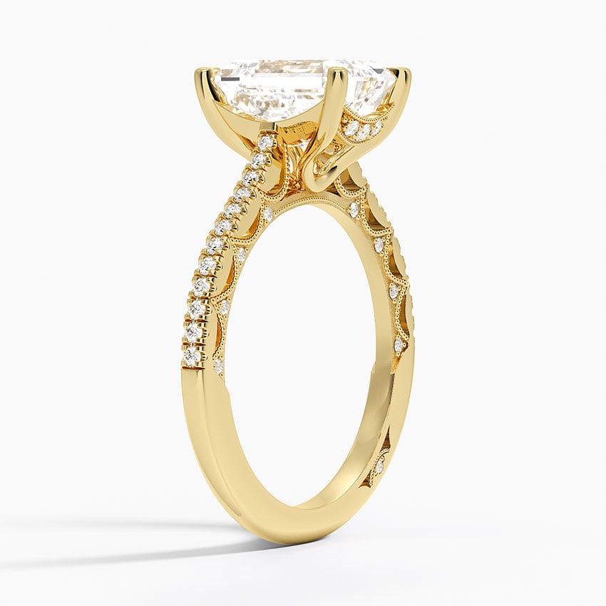 18K Yellow Gold Tacori Lunetta Crescent Cathedral Diamond Ring